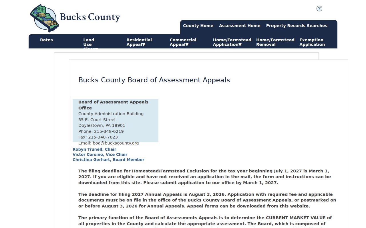 Warminster Township street directory route to Bucks Board of Assessment public access