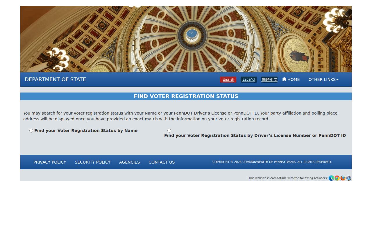 Warminster Township resident lookup Pennsylvania voter registration status form